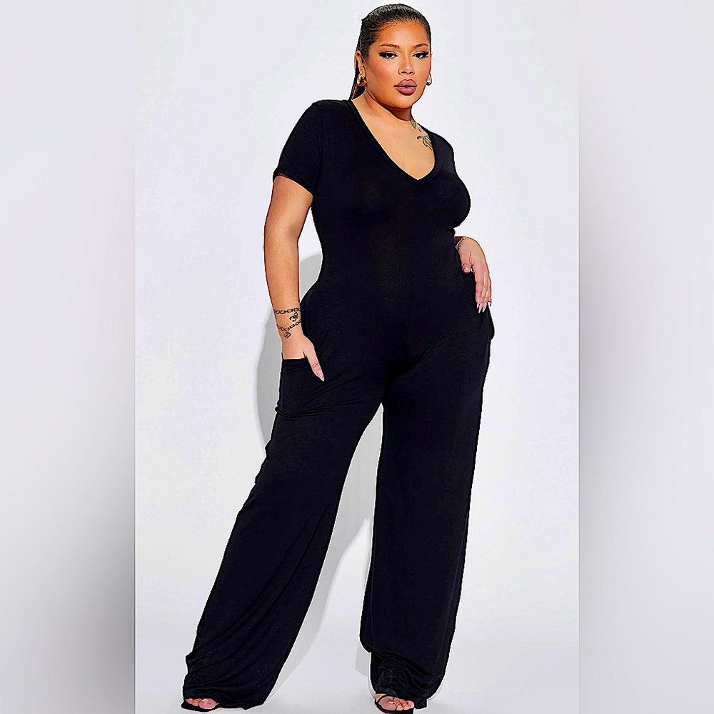 Fashion Nova Perfect Weekend Jumpsuit - Black - 1X - NWOT